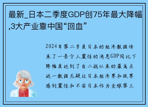 最新_日本二季度GDP创75年最大降幅,3大产业靠中国“回血”